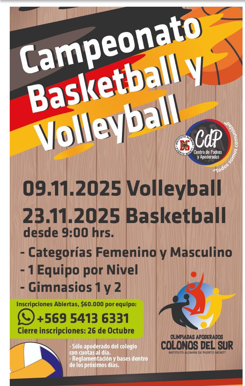 Últimas fechas Olimpiadas Apoderados: Colonos del sur